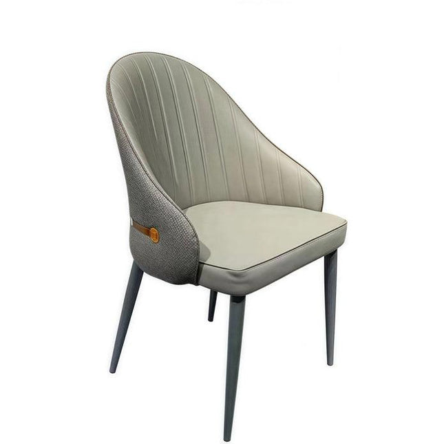 VELLUTO Dining Chairs Set Armchairs Mid Century Modern Kitchen Dining Room Chairs Faux Leather Accent Chairs Metal Vanity Lounge Chair with Back for Living Room Bedrooms  Set of 2 (Grey).