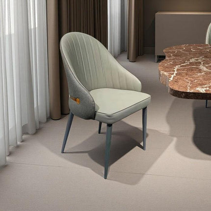 VELLUTO Dining Chairs Set Armchairs Mid Century Modern Kitchen Dining Room Chairs Faux Leather Accent Chairs Metal Vanity Lounge Chair with Back for Living Room Bedrooms  Set of 2 (Grey).