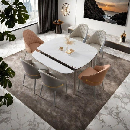 VELLUTO Dining Chairs Set Armchairs Mid Century Modern Kitchen Dining Room Chairs Faux Leather Accent Chairs Metal Vanity Lounge Chair with Back for Living Room Bedrooms  Set of 2 (Grey).