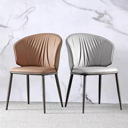 VELLUTO Modern Armless Upholstered Side Chair with Metal Legs for Kitchen & Dining Set of 2 (Grey).