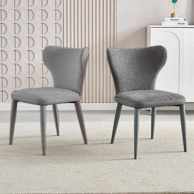 VELLUTO Modern Kitchen Dining Room Chairs Faux Leather Flannel Accent Chairs Metal Vanity Lounge Chair with Back for Living Room Set of 2(Light Grey).