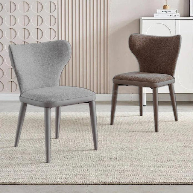 VELLUTO Modern Kitchen Dining Room Chairs Faux Leather Flannel Accent Chairs Metal Vanity Lounge Chair with Back for Living Room Set of 2(Light Grey).