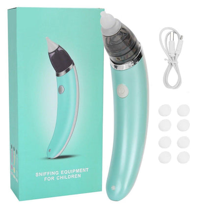 Baby Nasal Aspirator Electric Safe Hygienic Nose Cleaner Snot Sucker For baby (Green).