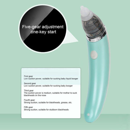 Baby Nasal Aspirator Electric Safe Hygienic Nose Cleaner Snot Sucker For baby (Green).