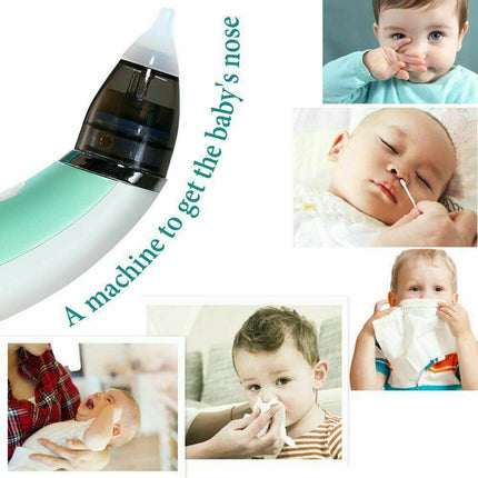 Baby Nasal Aspirator Electric Safe Hygienic Nose Cleaner Snot Sucker For baby (Green).