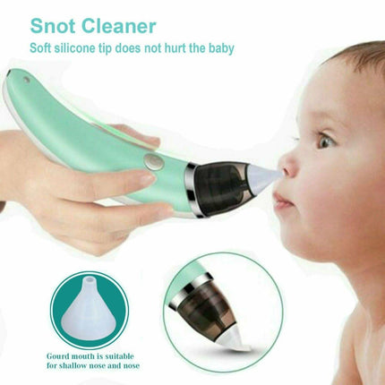 Baby Nasal Aspirator Electric Safe Hygienic Nose Cleaner Snot Sucker For baby (Green).