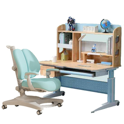 Solid Rubber Wood Height Adjustable Children Kids Ergonomic Blue  Study Desk Chair Set  120cm AU.