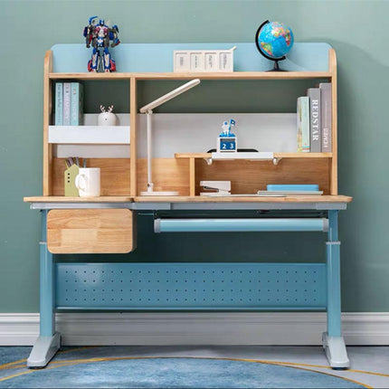 Solid Rubber Wood Height Adjustable Children Kids Ergonomic Blue  Study Desk Chair Set  120cm AU.