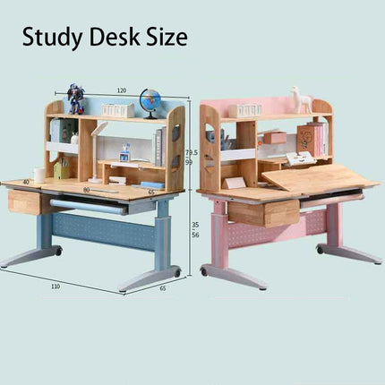 Solid Rubber Wood Height Adjustable Children Kids Ergonomic Pink Study Desk Chair 120cm AU.