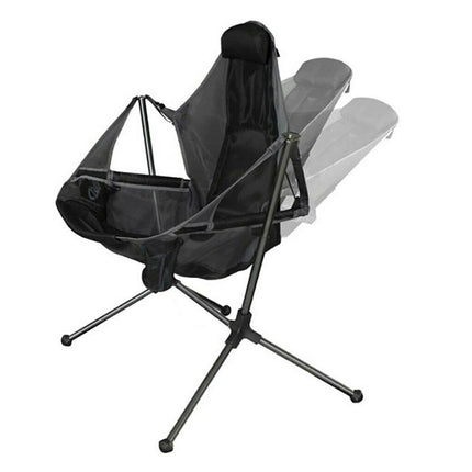Camping Chair Foldable Swing Luxury Recliner Relaxation Swinging Comfort Lean Back Outdoor Folding Chair Outdoor Freestyle Portable Folding Rocking Chair Grey.