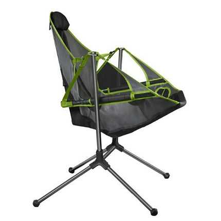 Camping Chair Foldable Swing Luxury Recliner Relaxation Swinging Comfort Lean Back Outdoor Folding Chair Outdoor Freestyle Portable Folding Rocking Chair Grey.