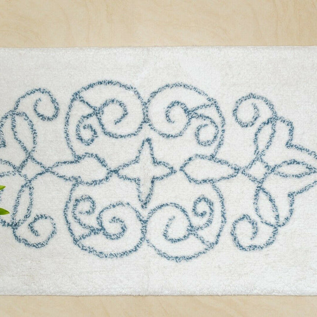 Cotton Medallion Tufted Non Slip Jacquard Bath mat.