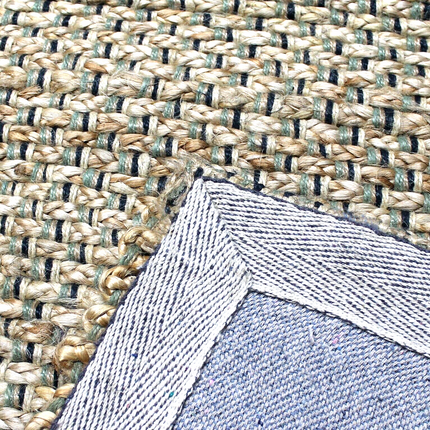 Hand Braided Jute Runner with Green Textured Weave 50 x 120 cm.