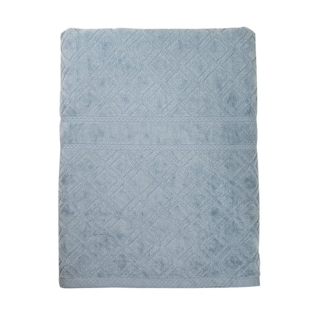 Premium Velour Diamond Design Jacquard Bath Towel (Blue).