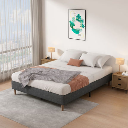 Metal Bedframe Mattress Foundation (Dark Grey) – Double