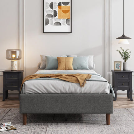 Metal Bedframe Mattress Foundation (Dark Grey) – Double.