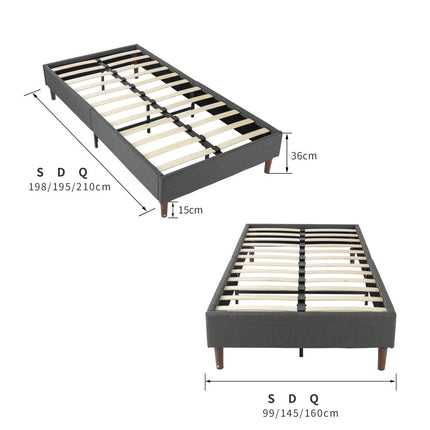 Metal Bedframe Mattress Foundation (Dark Grey) – Double