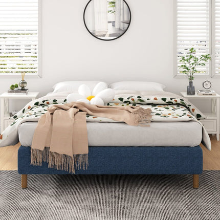 Metal Bed Frame Mattress Foundation Blue – King.