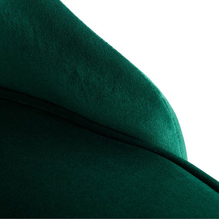 Viva Forever Set of 2 Green Velvet Dining Chairs-Art Deco Design with Gold Metal Legs.