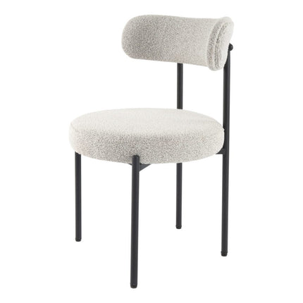 Luxe Boucle Cushioned Elsa Dining Chairs in White Quartz.