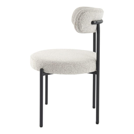 Luxe Boucle Cushioned Elsa Dining Chairs in White Quartz.