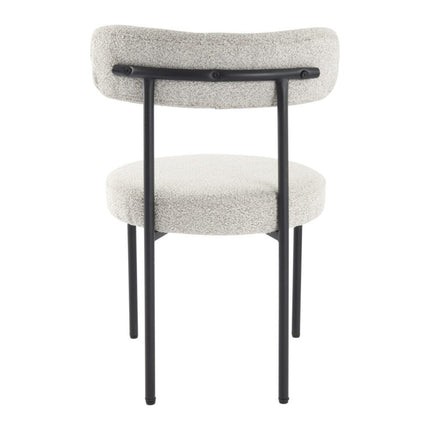 Luxe Boucle Cushioned Elsa Dining Chairs in White Quartz.