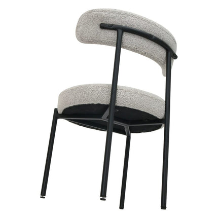 Luxe Boucle Cushioned Elsa Dining Chairs in White Quartz.