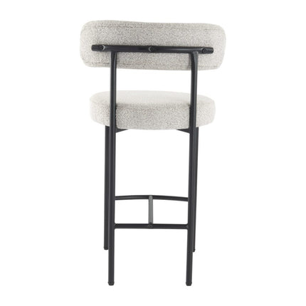 Sleek White Quartz Metal Boucle Elsa Bar Stools.