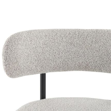 Sleek White Quartz Metal Boucle Elsa Bar Stools.