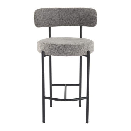 Contemporary Grey Boucle Elsa Low Bar Stools.