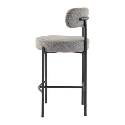 Contemporary Grey Boucle Elsa Low Bar Stools.