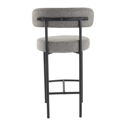 Contemporary Grey Boucle Elsa Low Bar Stools.