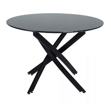 Round Marble-Effect Table-Black.