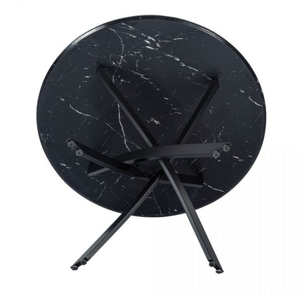 Round Marble-Effect Table-Black.