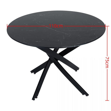 Round Marble-Effect Table-Black.
