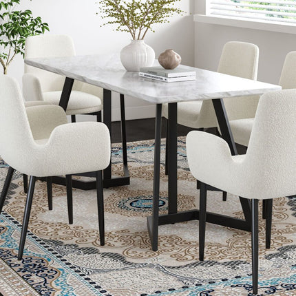 Rectangular Marble-Effect Table.