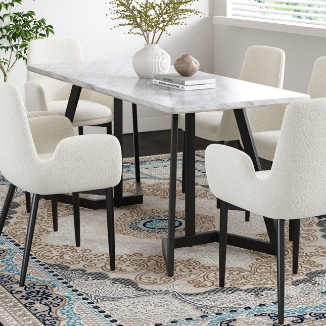 Rectangular Marble-Effect Table.
