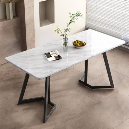 Rectangular Marble-Effect Table.