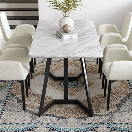 Rectangular Marble-Effect Table.