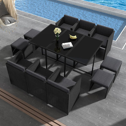 Outdoor PE Wicker Storage Box Garden 320L-Grey.
