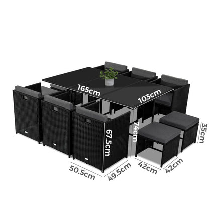 Outdoor PE Wicker Storage Box Garden 320L-Grey.
