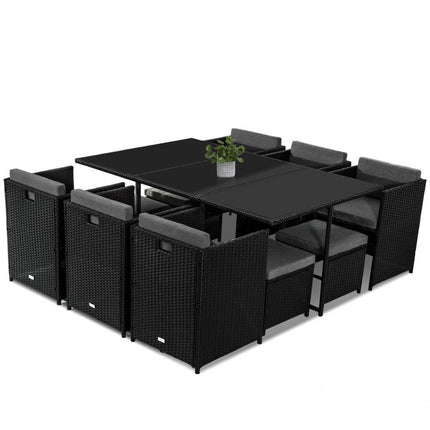 Outdoor PE Wicker Storage Box Garden 320L-Grey.