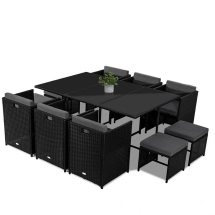 Outdoor PE Wicker Storage Box Garden 320L-Grey.