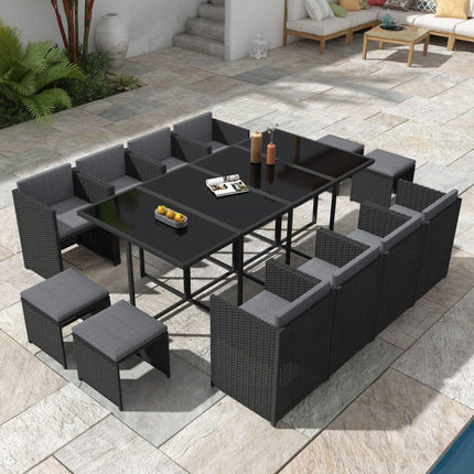 Outdoor PE Wicker Storage Box Garden 320L-Grey.