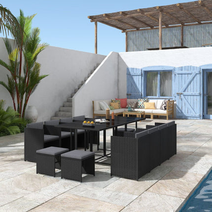 Outdoor PE Wicker Storage Box Garden 320L-Grey.