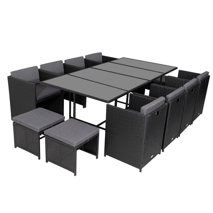 Outdoor PE Wicker Storage Box Garden 320L-Grey.