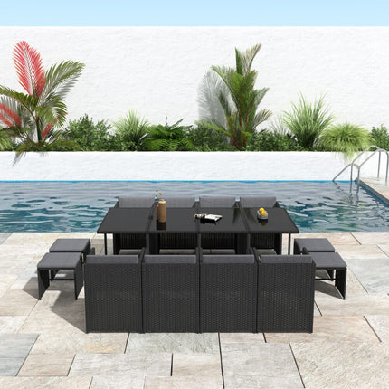 Outdoor PE Wicker Storage Box Garden 320L-Grey.