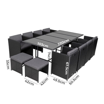 Outdoor PE Wicker Storage Box Garden 320L-Grey.