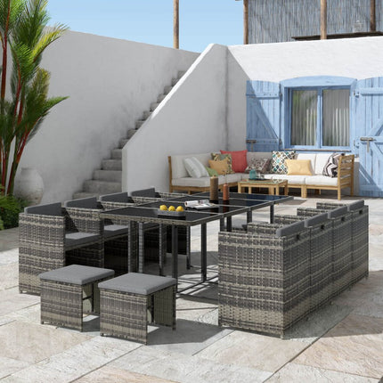 Outdoor PE Wicker Storage Box Garden 320L-Grey.