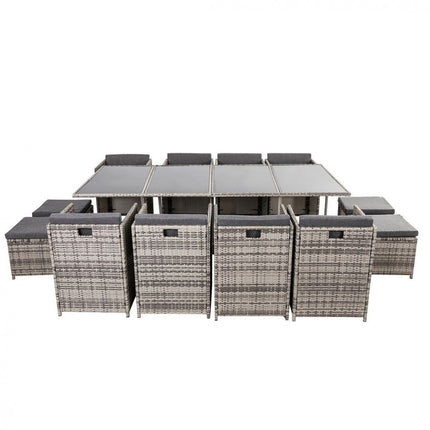 Outdoor PE Wicker Storage Box Garden 320L-Grey.